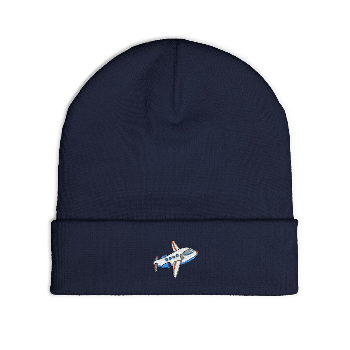 Airplane Embroidered Knit Beanie