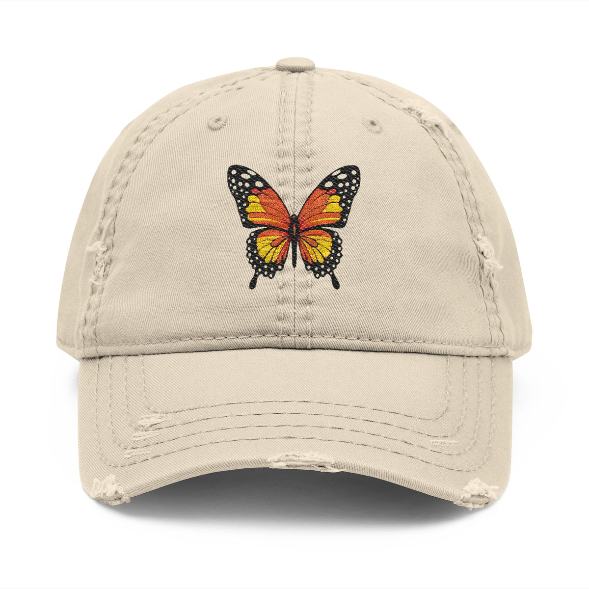Distressed Butterfly Hat Embroidered