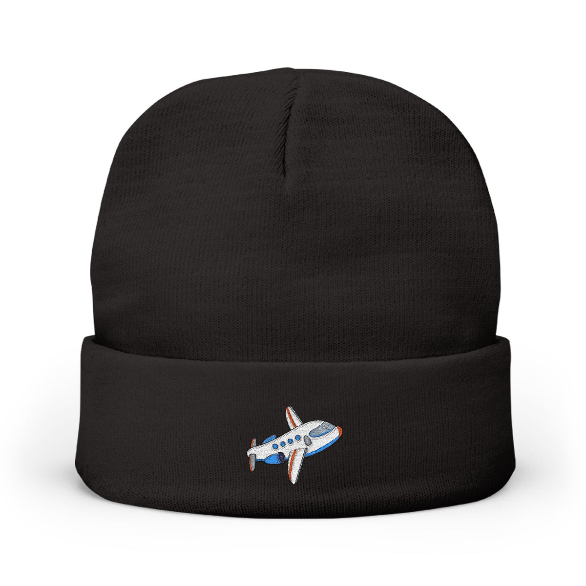 Airplane Embroidered Knit Beanie