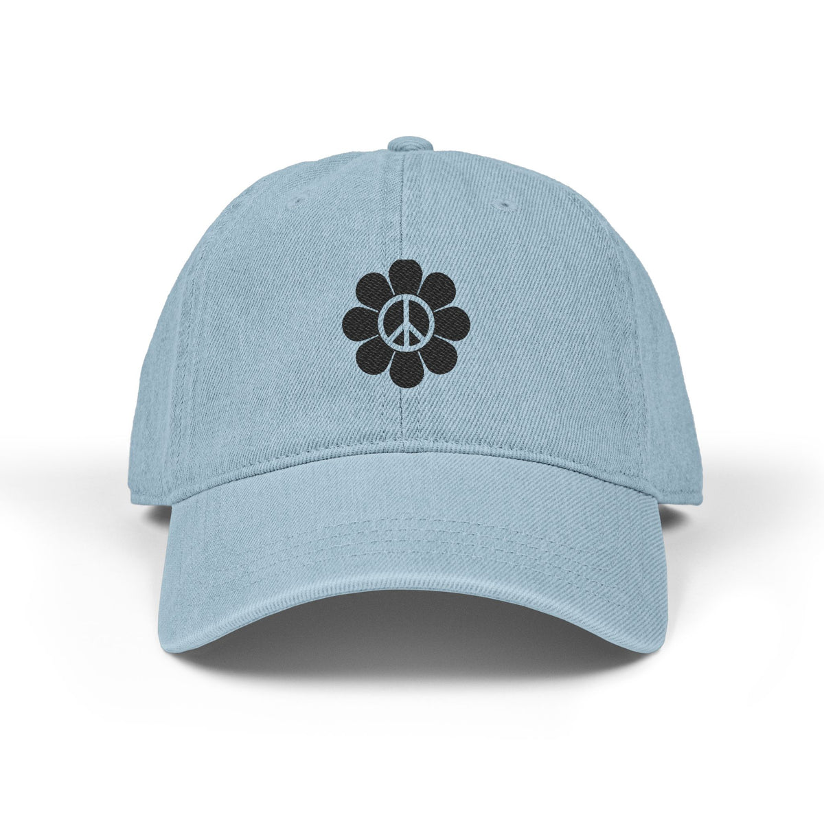 Peace Flower Embroidered Denim Hat