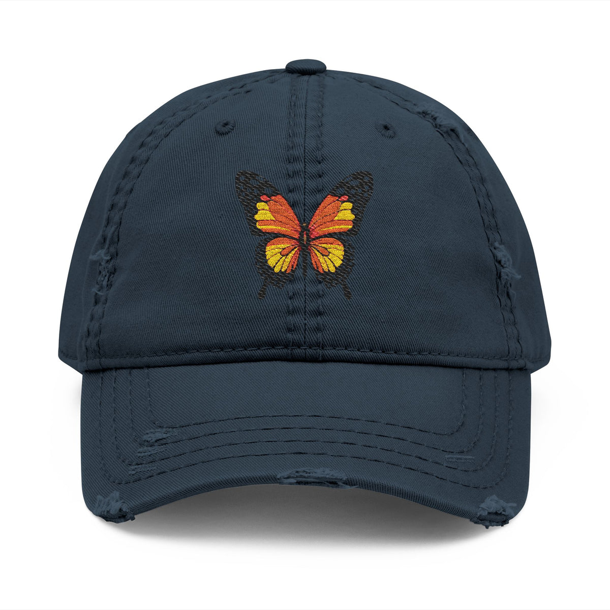 Distressed Butterfly Hat Embroidered