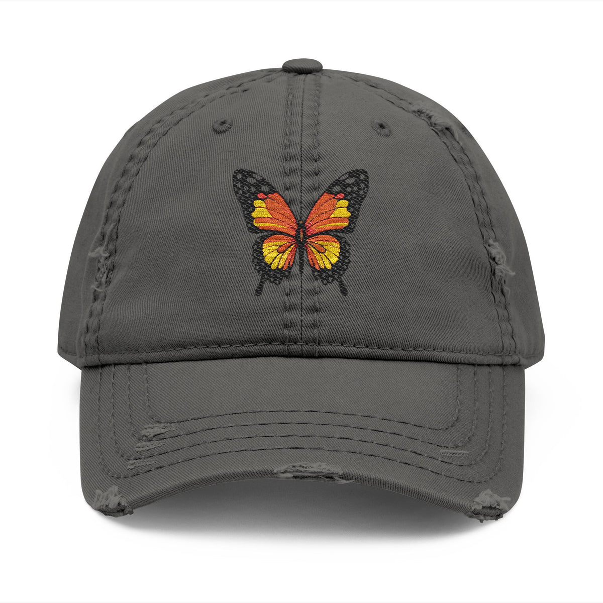 Distressed Butterfly Hat Embroidered