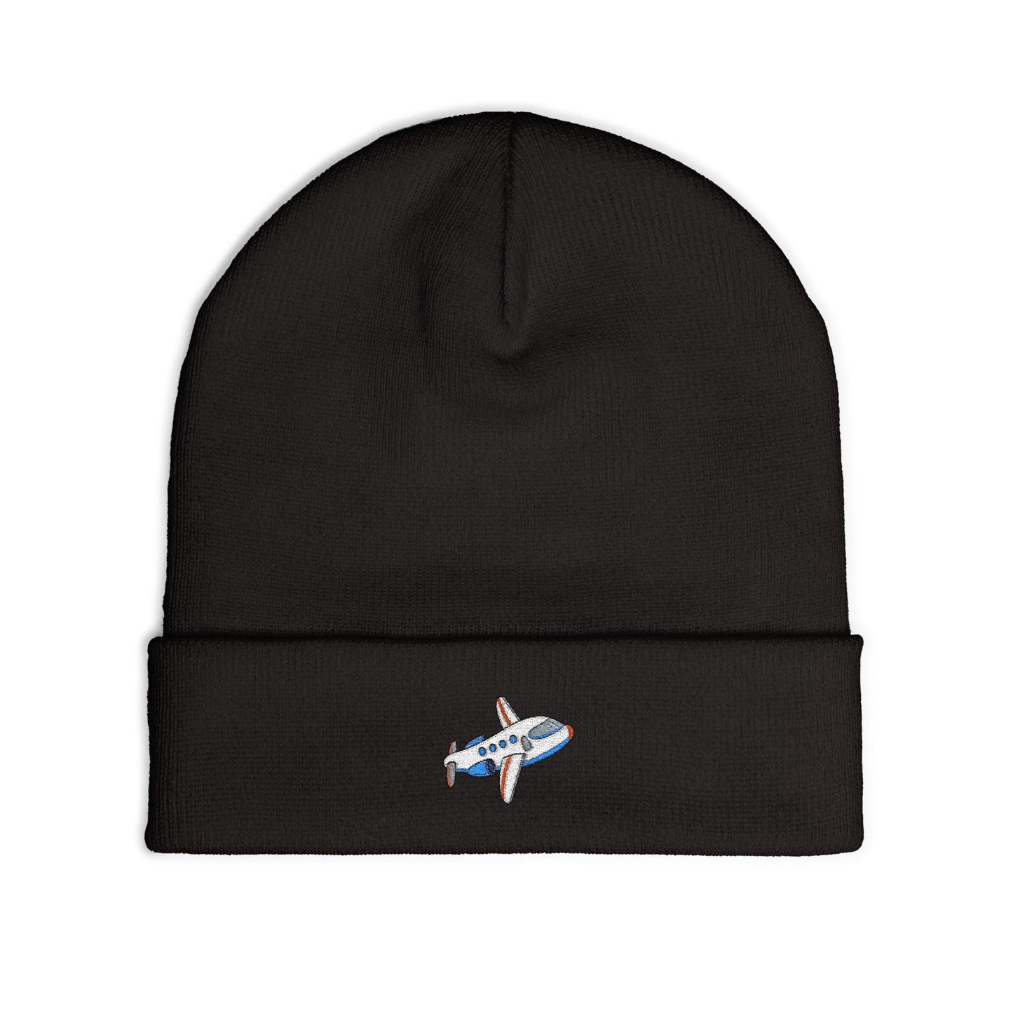 Airplane Embroidered Knit Beanie