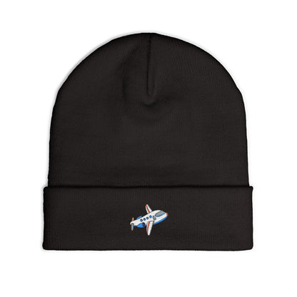 Airplane Embroidered Knit Beanie