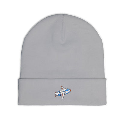 Airplane Embroidered Knit Beanie