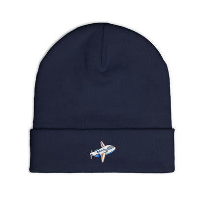 Airplane Embroidered Knit Beanie