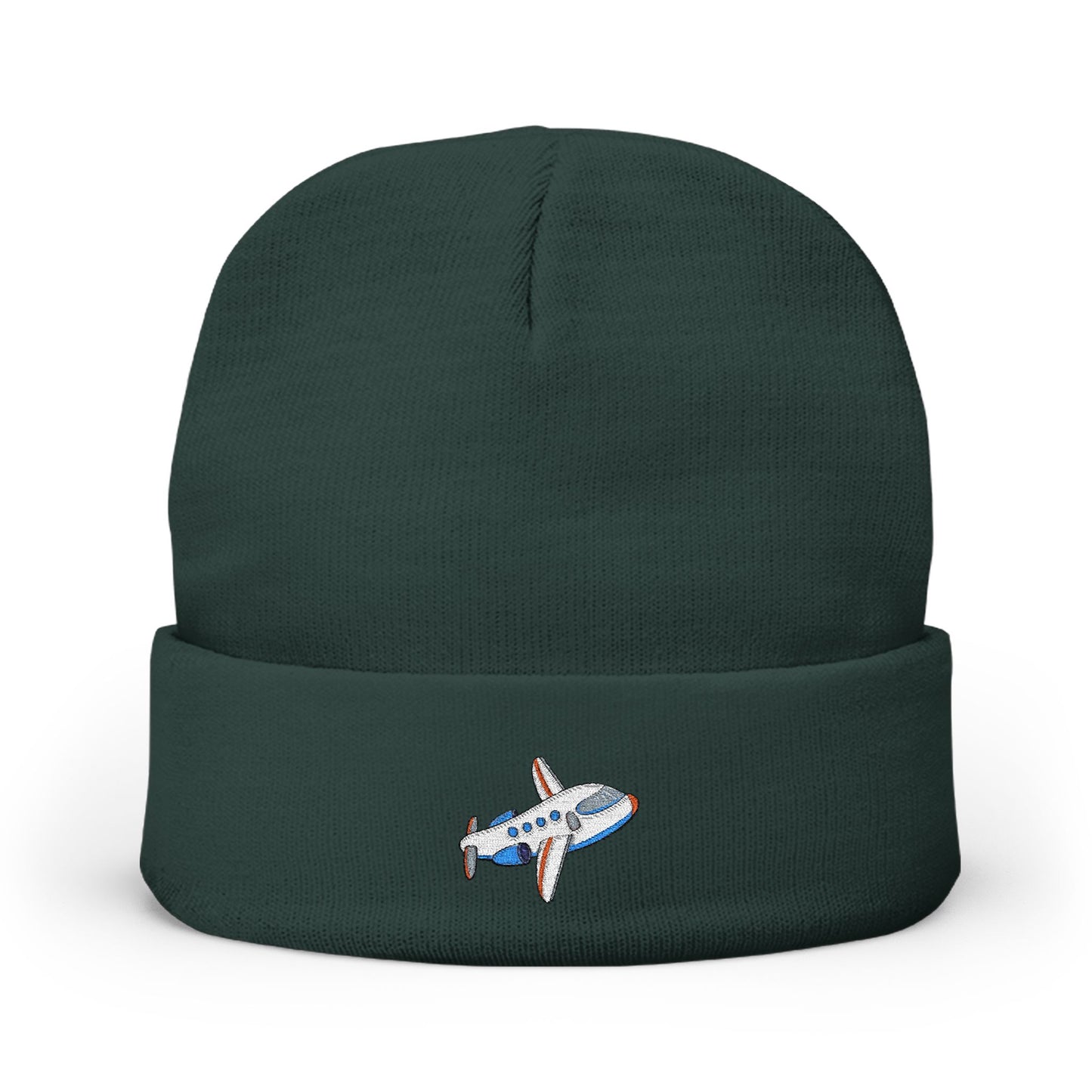 Airplane Embroidered Knit Beanie