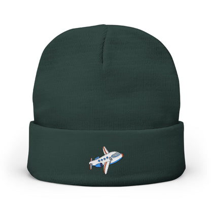 Airplane Embroidered Knit Beanie