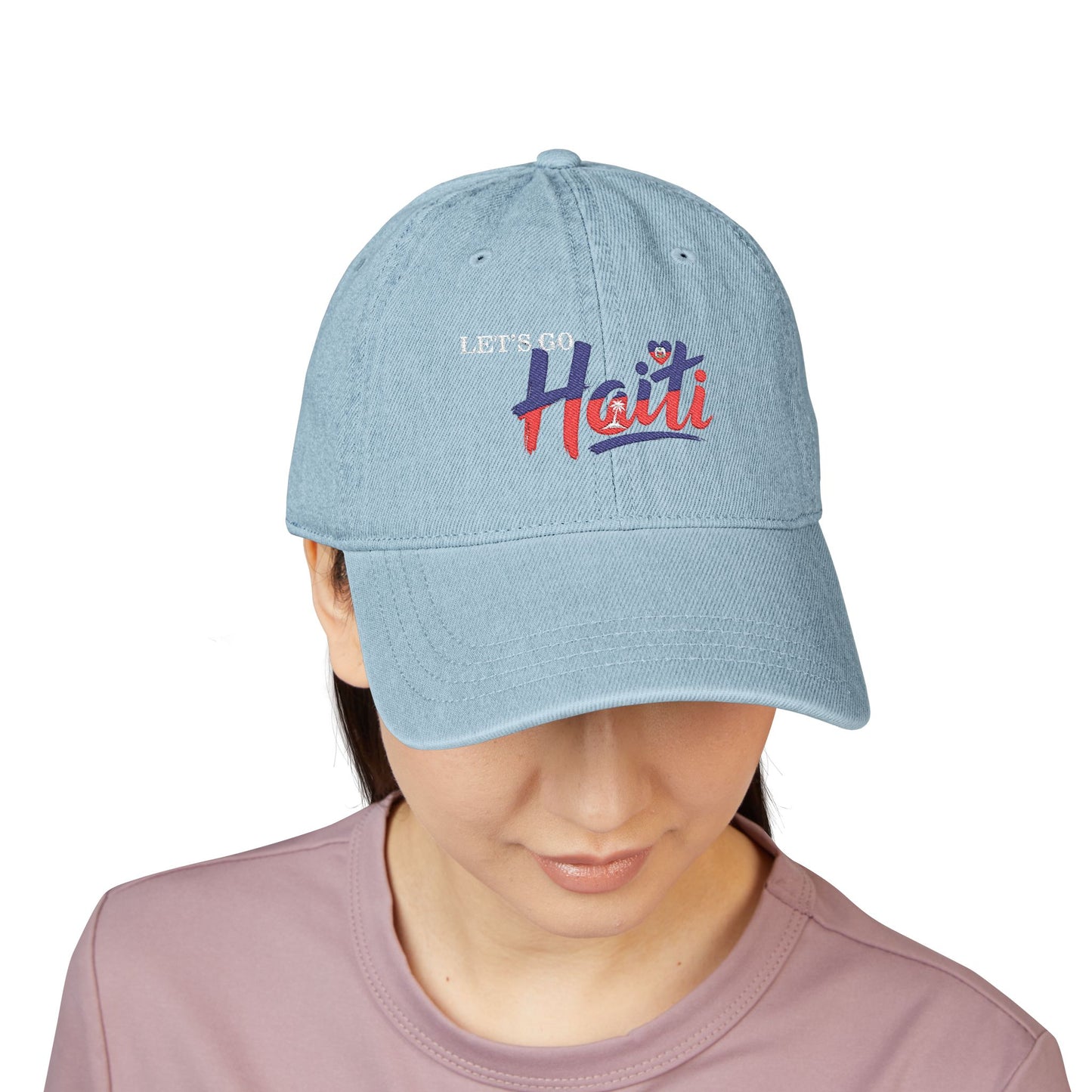 Let's Go Haiti Embroidered Denim Hat