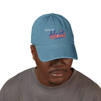 Let's Go Haiti Embroidered Denim Hat