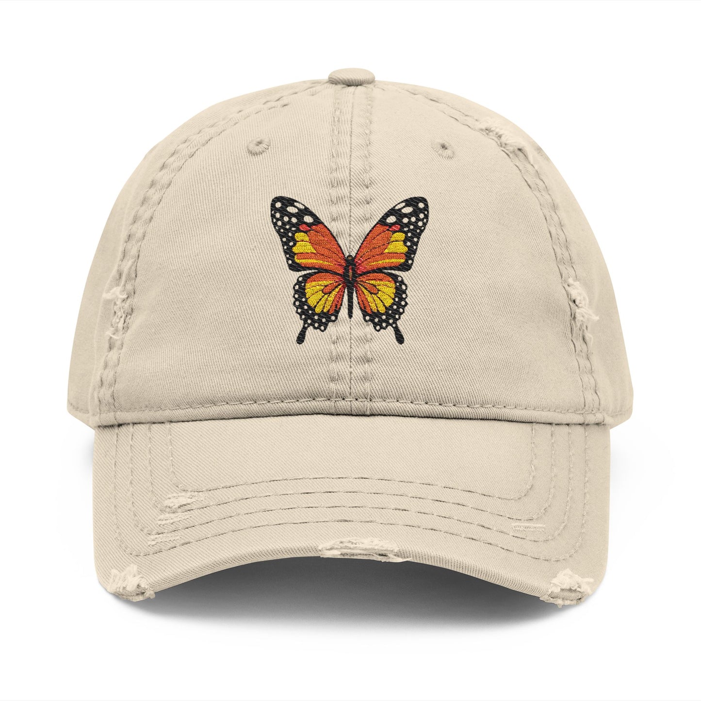 Distressed Butterfly  Hat Embroidered