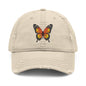 Distressed Butterfly  Hat Embroidered