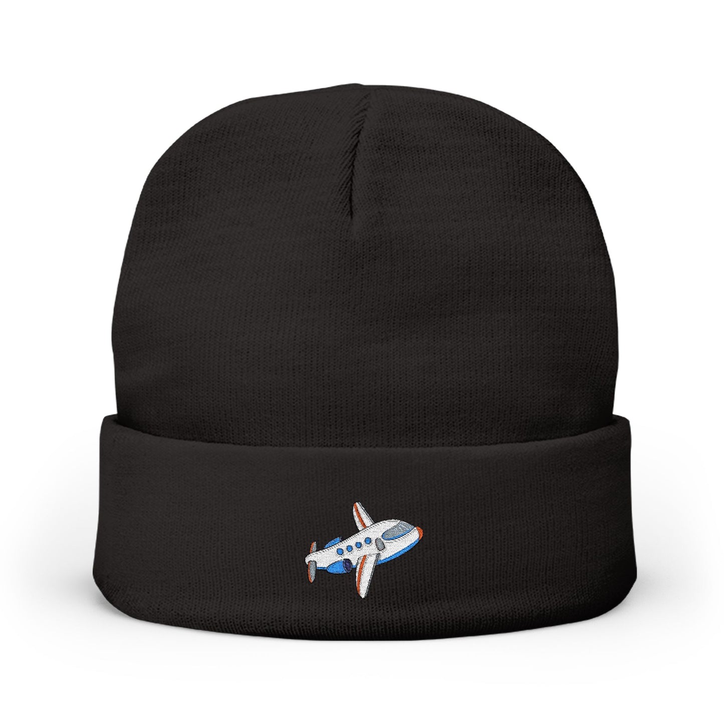 Airplane Embroidered Knit Beanie