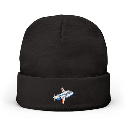 Airplane Embroidered Knit Beanie