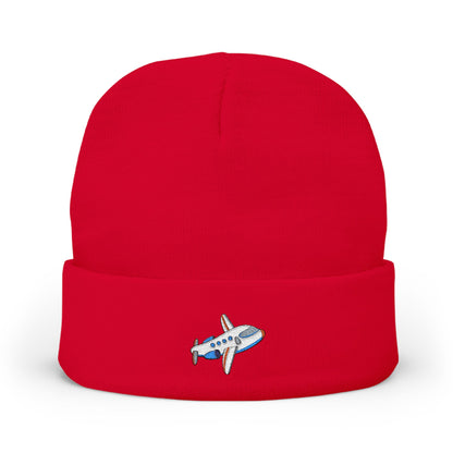 Airplane Embroidered Knit Beanie