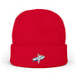 Airplane Embroidered Knit Beanie