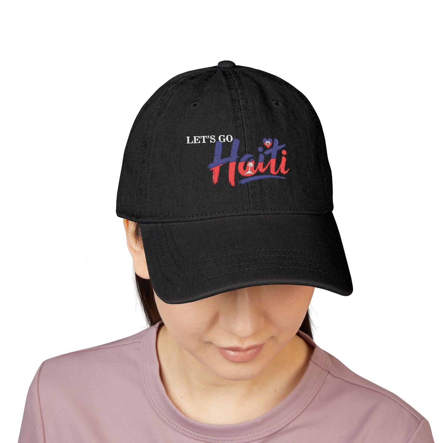 Let's Go Haiti Embroidered Denim Hat