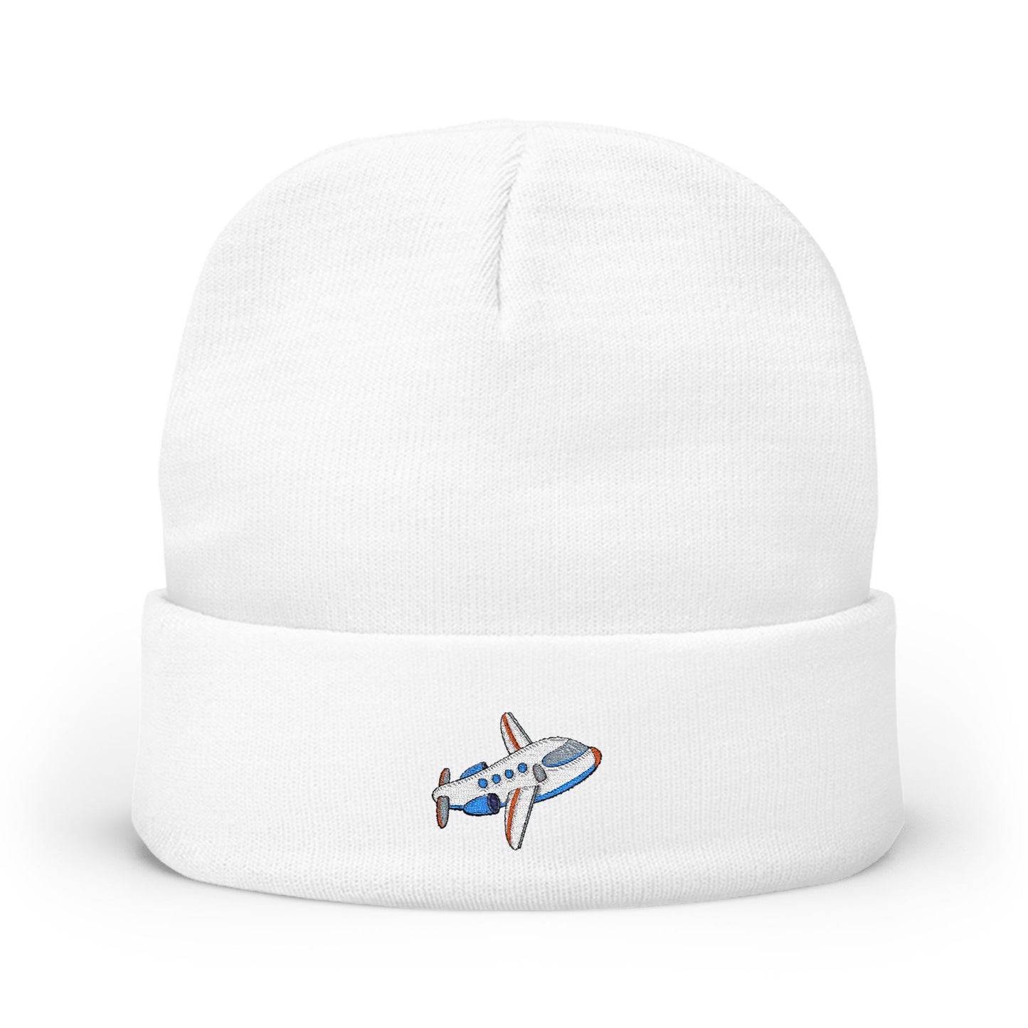 Airplane Embroidered Knit Beanie