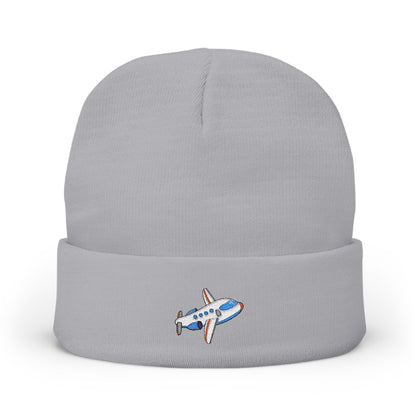 Airplane Embroidered Knit Beanie