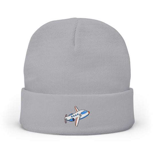 Airplane Embroidered Knit Beanie