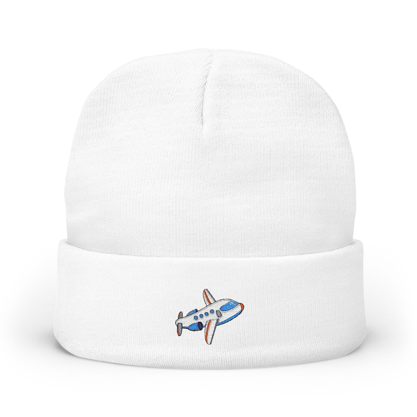 Airplane Embroidered Knit Beanie