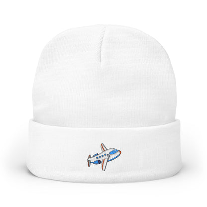 Airplane Embroidered Knit Beanie