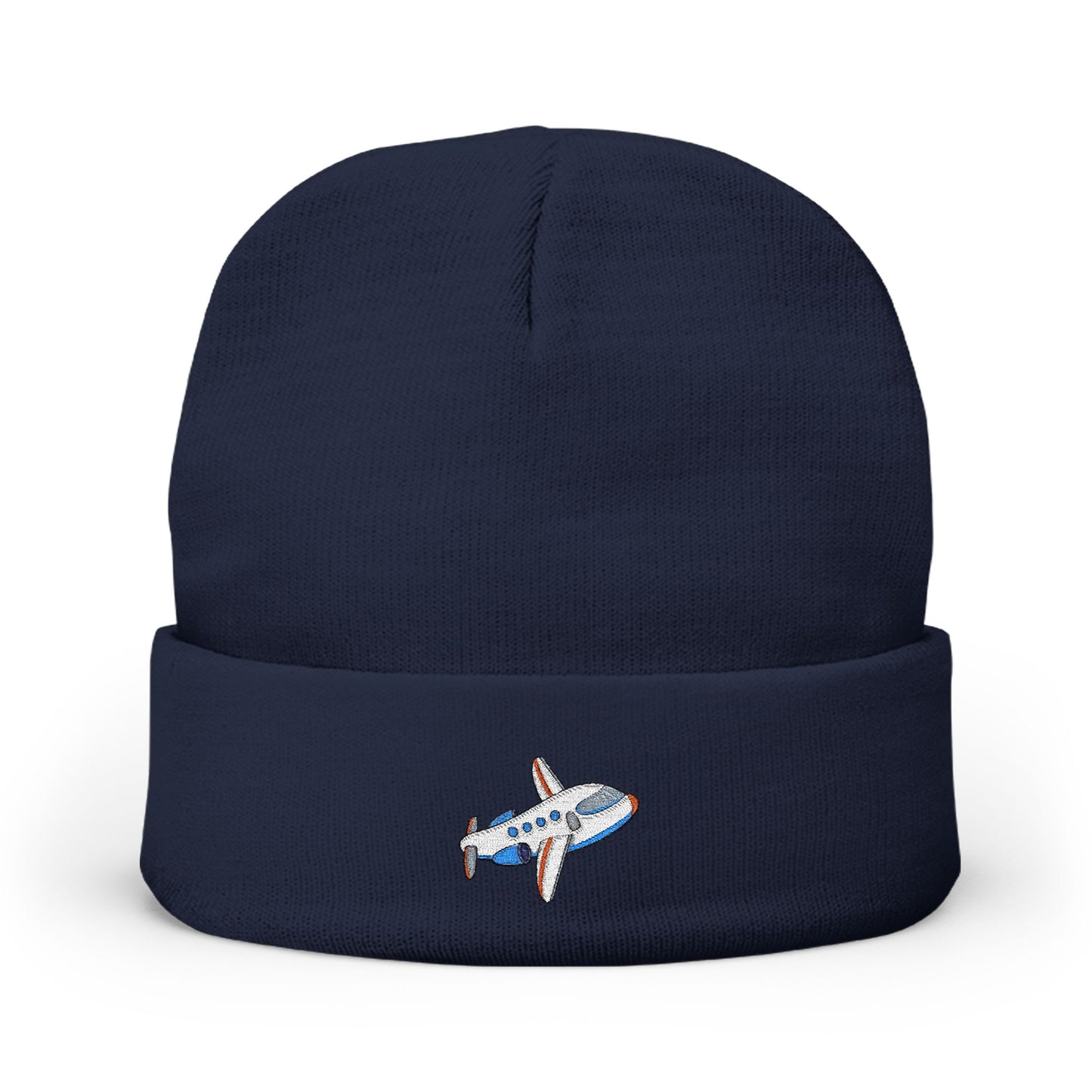 Airplane Embroidered Knit Beanie