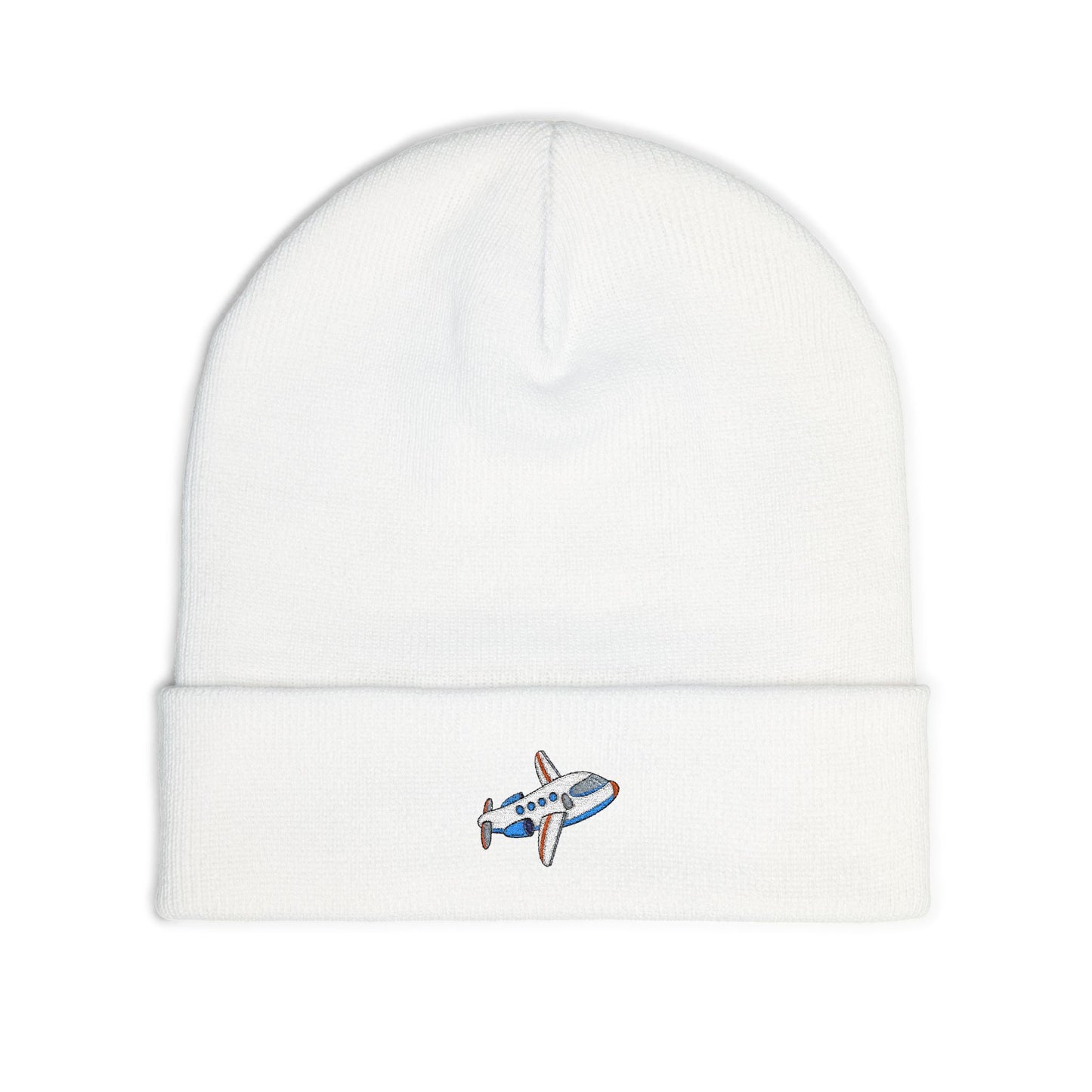 Airplane Embroidered Knit Beanie