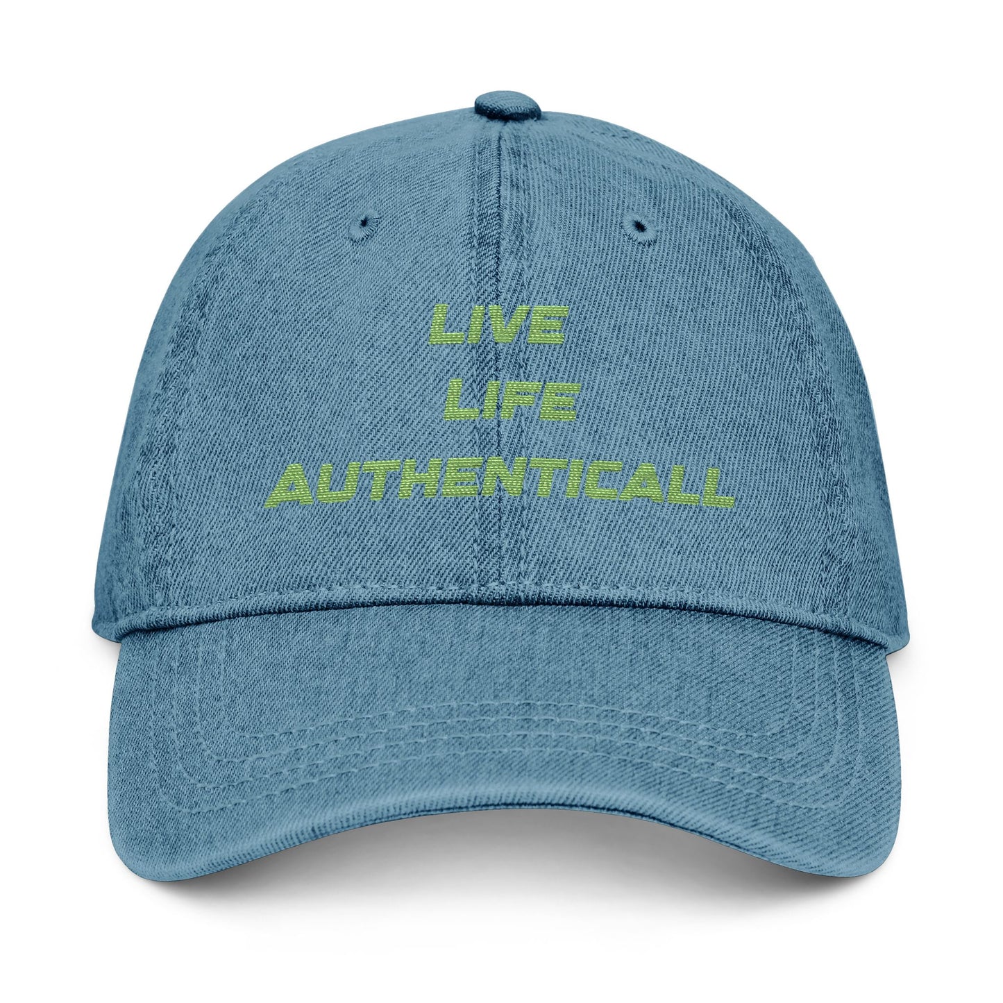 Embroidered Denim Hat Live Life Authentically