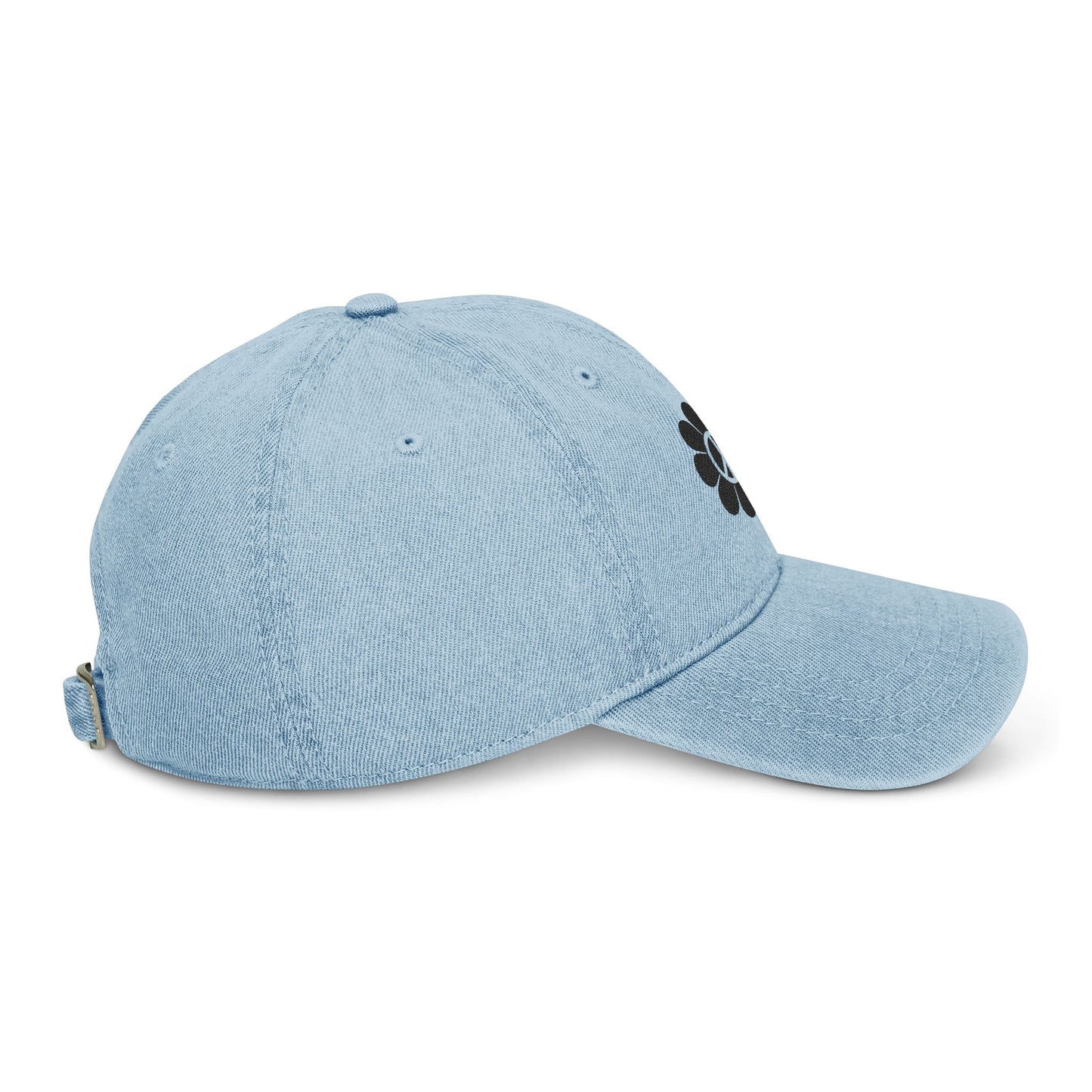 Peace Flower Embroidered Denim Hat