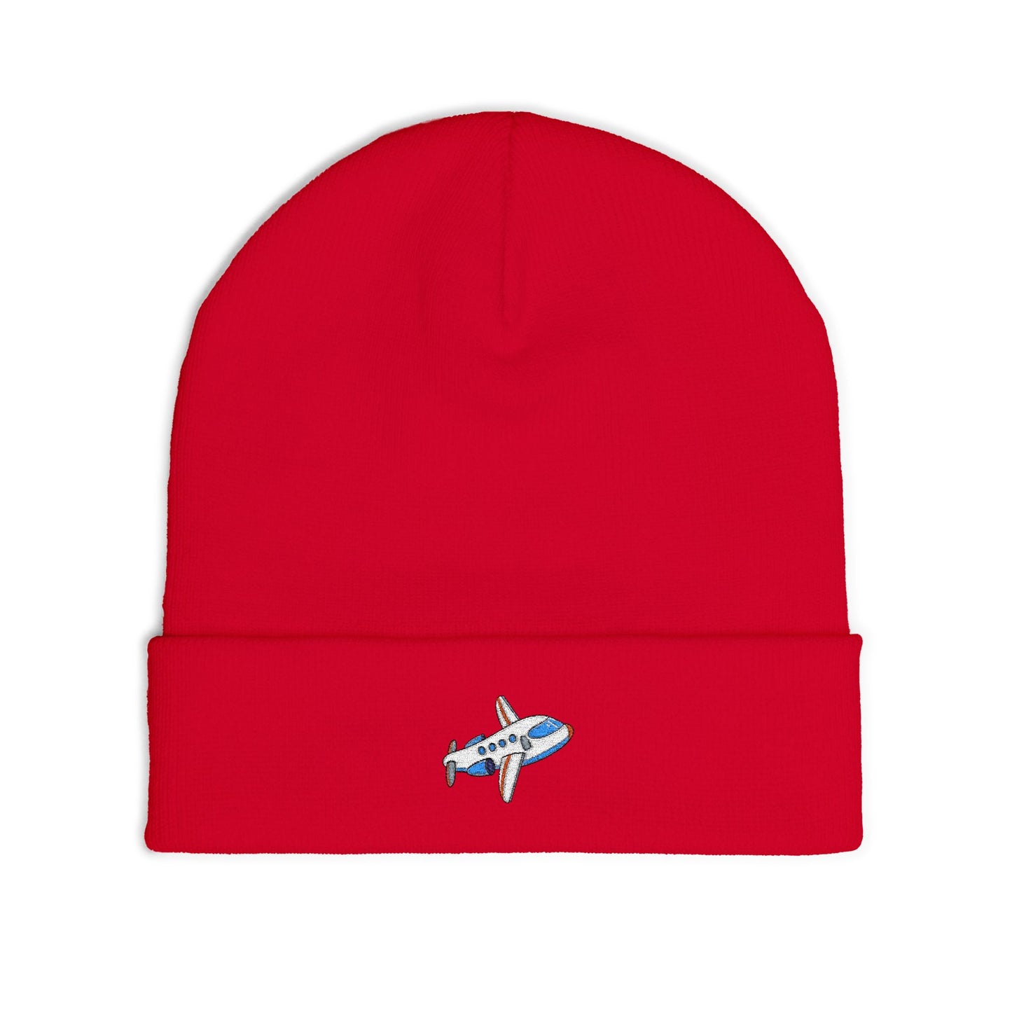 Airplane Embroidered Knit Beanie