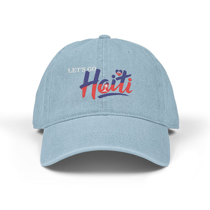 Let's Go Haiti Embroidered Denim Hat