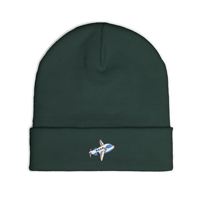 Airplane Embroidered Knit Beanie