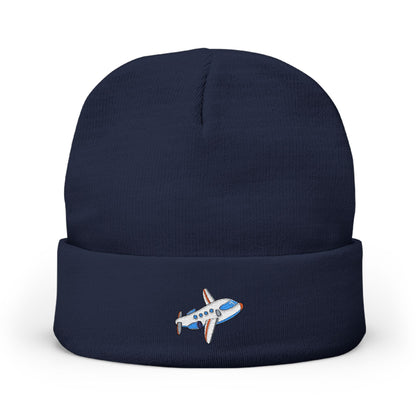 Airplane Embroidered Knit Beanie