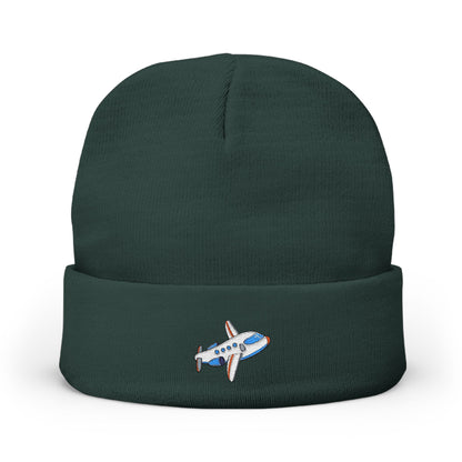 Airplane Embroidered Knit Beanie