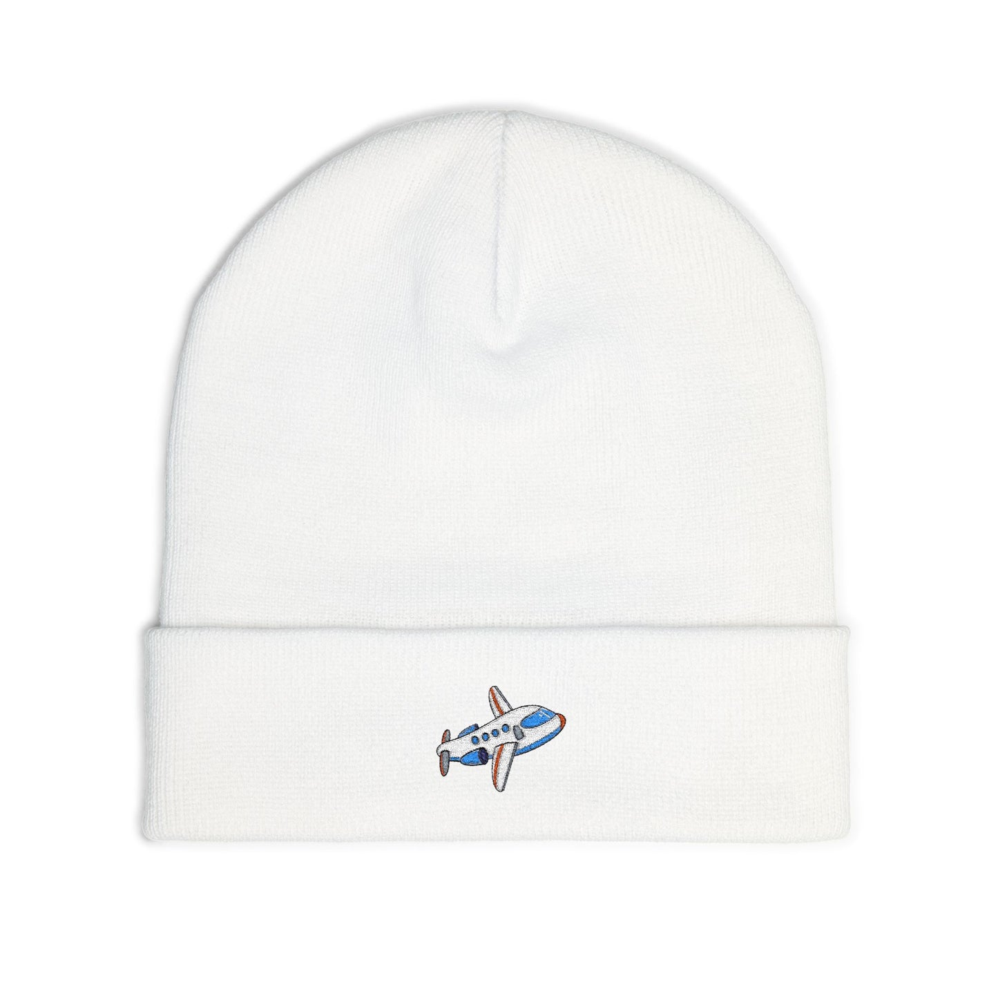 Airplane Embroidered Knit Beanie