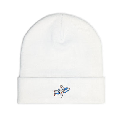 Airplane Embroidered Knit Beanie