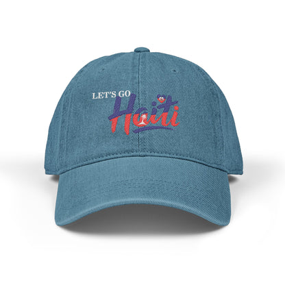 Let's Go Haiti Embroidered Denim Hat