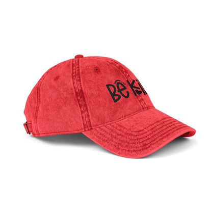 Vintage Cap with "Be Kind" Embroidery, Inspirational Hat, Casual Cap, Motivational Headwear
