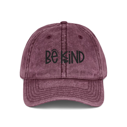 Vintage Cap with "Be Kind" Embroidery, Inspirational Hat, Casual Cap, Motivational Headwear