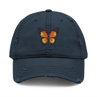 Distressed Butterfly  Hat Embroidered