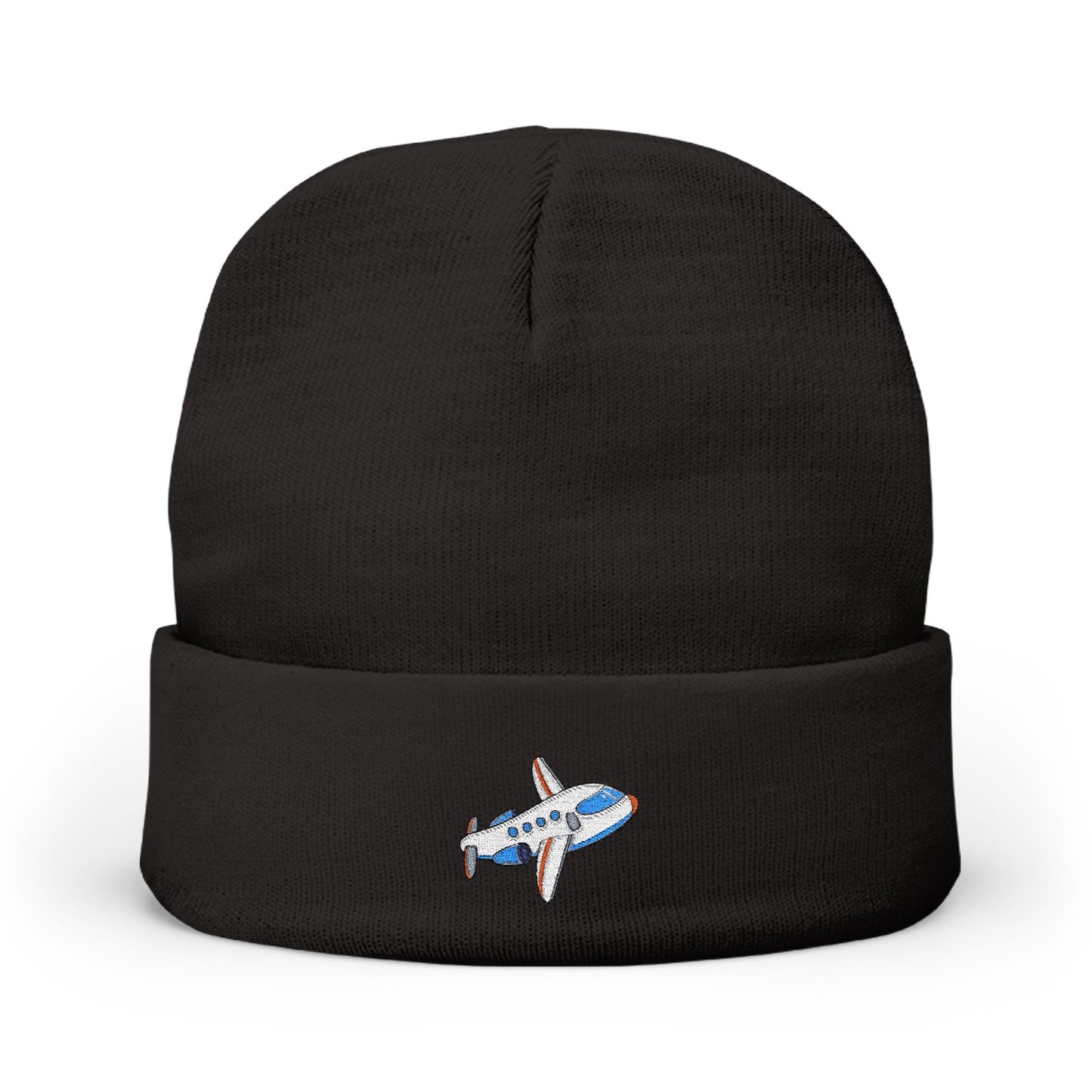 Airplane Embroidered Knit Beanie