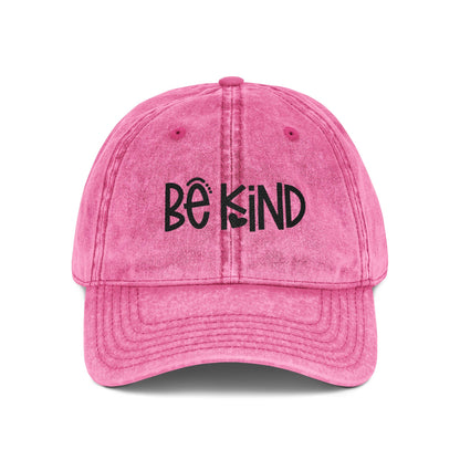 Vintage Cap with "Be Kind" Embroidery, Inspirational Hat, Casual Cap, Motivational Headwear