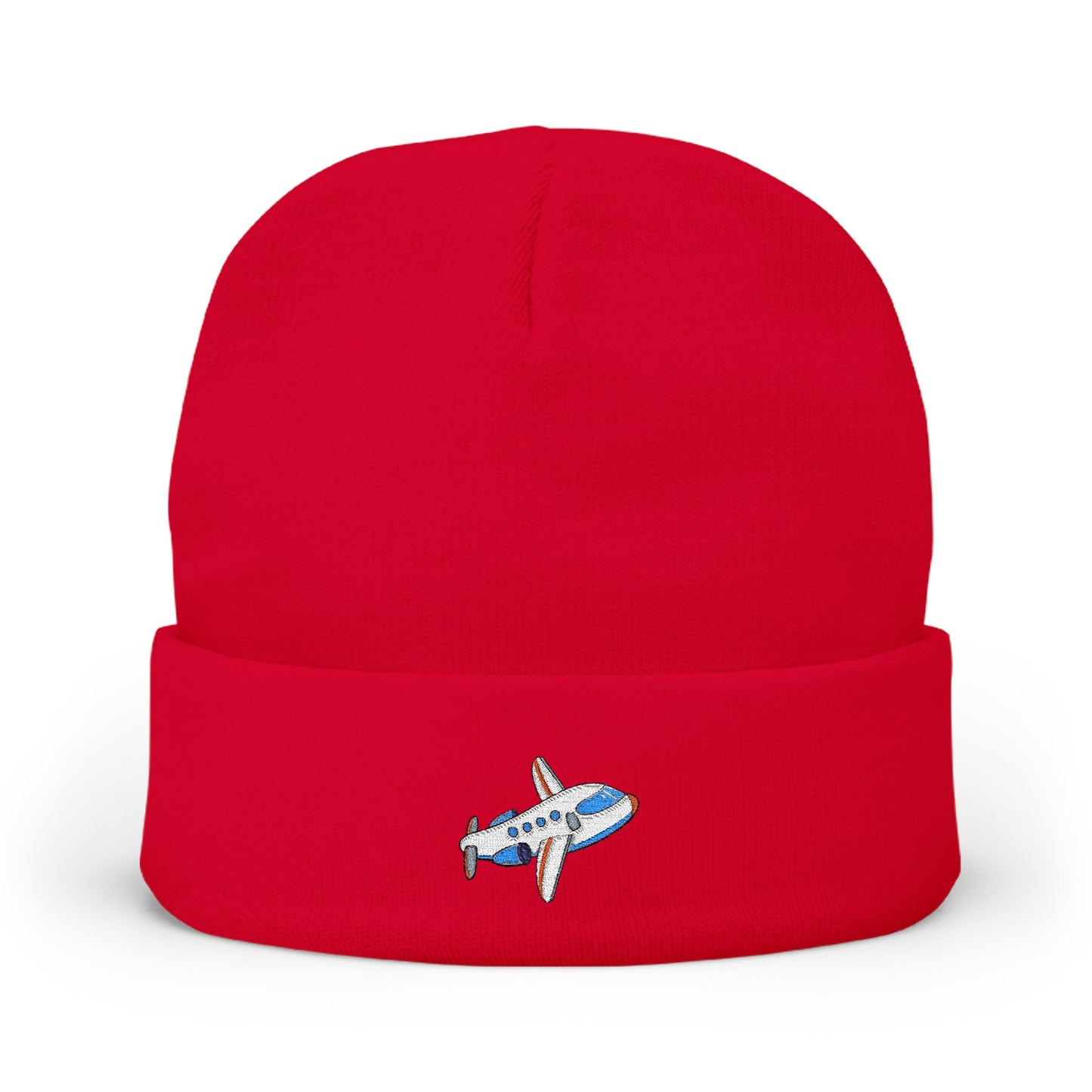 Airplane Embroidered Knit Beanie