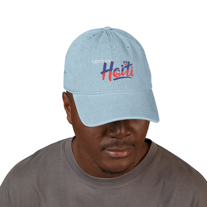 Let's Go Haiti Embroidered Denim Hat