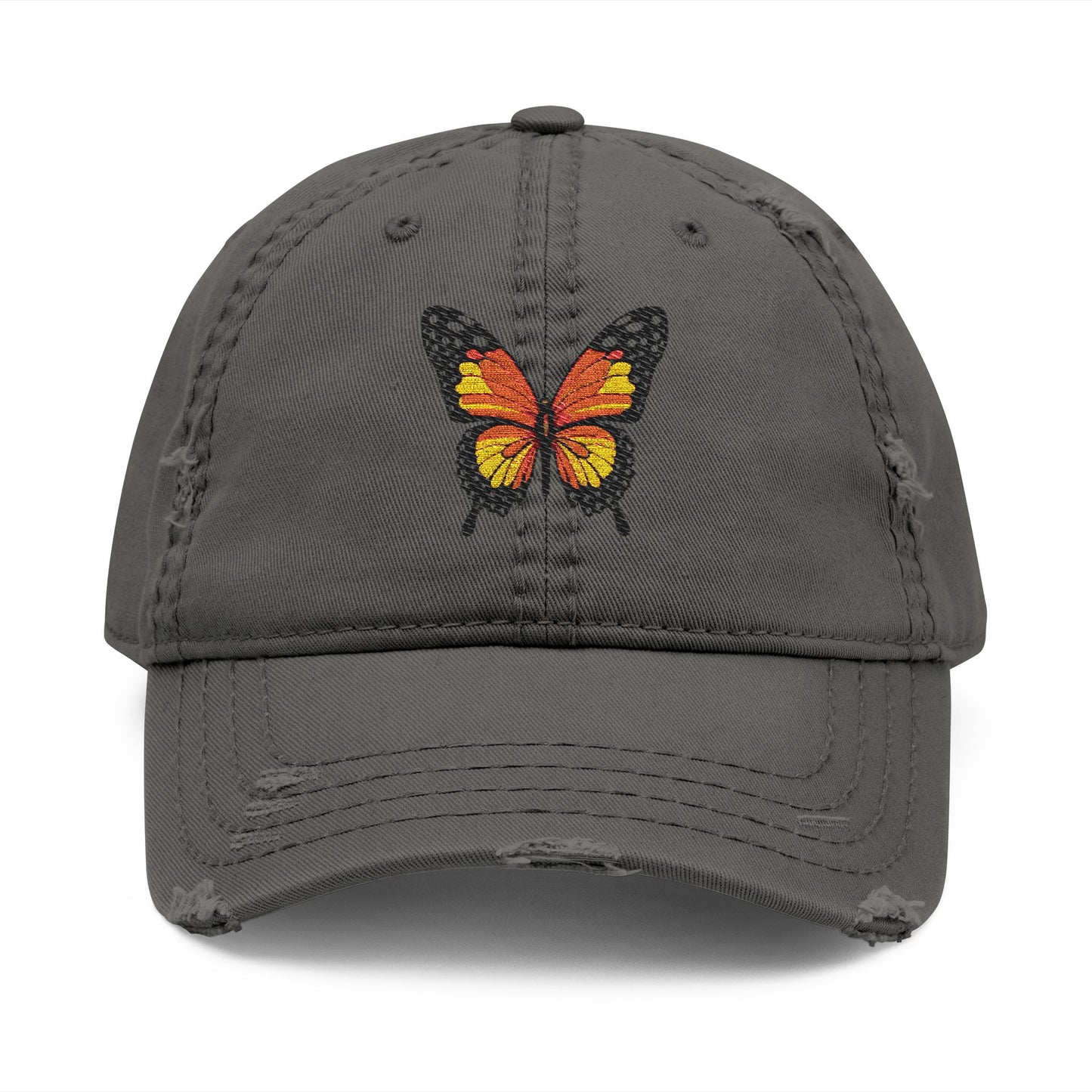 Distressed Butterfly  Hat Embroidered