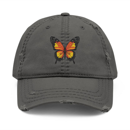 Distressed Butterfly  Hat Embroidered