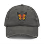 Distressed Butterfly  Hat Embroidered