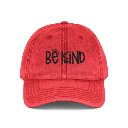 Vintage Cap with "Be Kind" Embroidery, Inspirational Hat, Casual Cap, Motivational Headwear