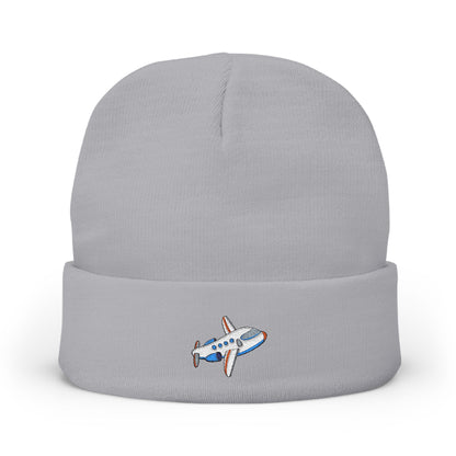 Airplane Embroidered Knit Beanie